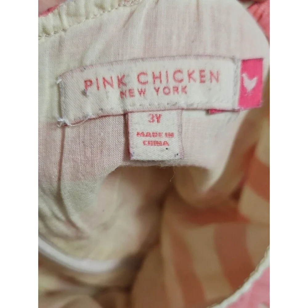 Pink Chicken Girls Pink and Cream Striped Cotton Dress 3T